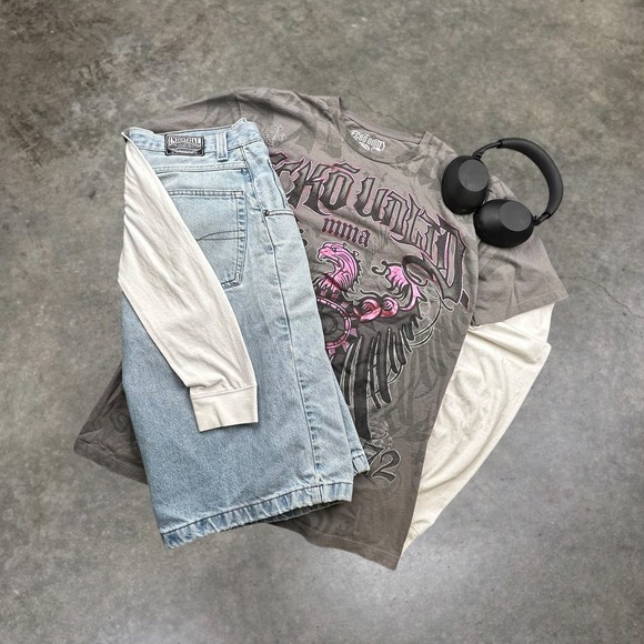 Ecko Unltd Other - Vintage Ecko Unltd MMA Graphic T-Shirt Grey Pink XL Y2K Skater‎ Boxy Fit 481